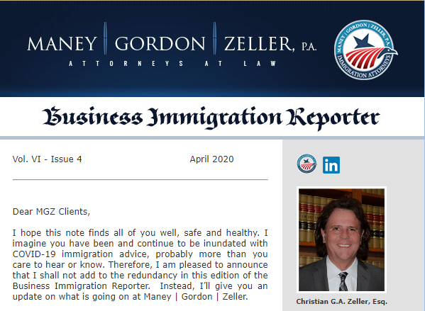 Maney | Gordon | Zeller Business Immigration Reporter