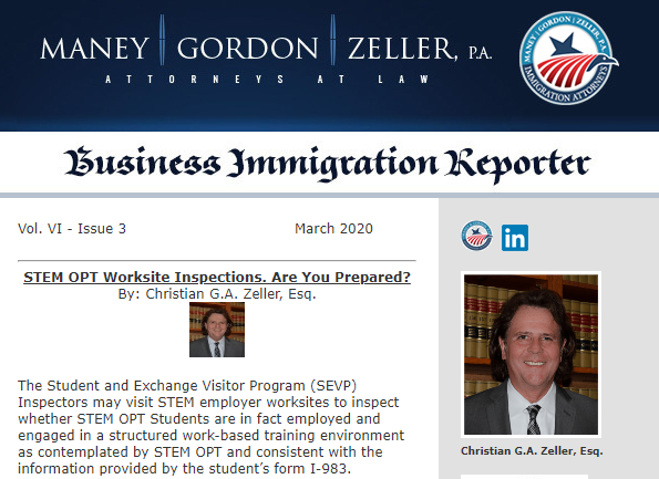 Maney | Gordon | Zeller Business Immigration Reporter