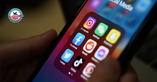 Cell phone showing social media apps